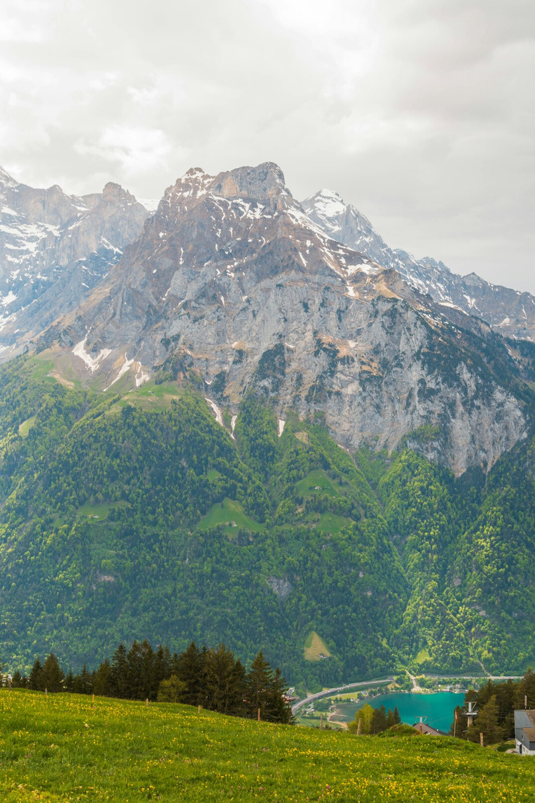 swiss landscape with mountains